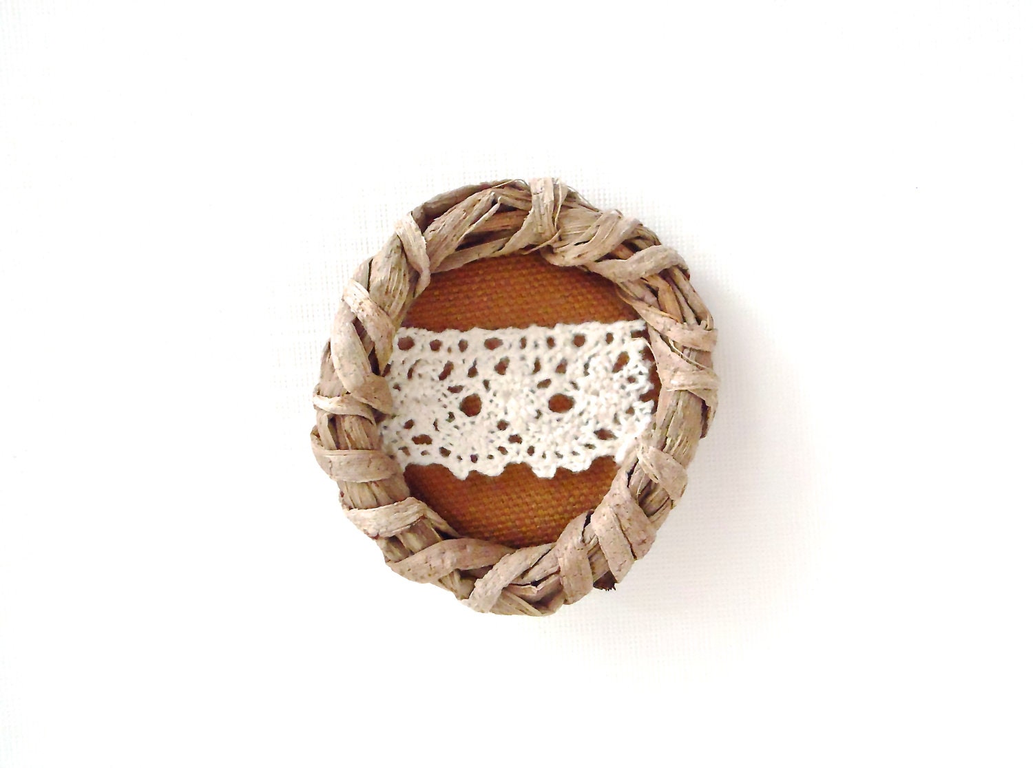 Oversized Lace Ring. Adjustable Metal Ring. Rust Brown Cotton Canvas. Yagual Hoop. OOAK. - EcoYagual