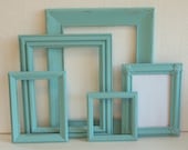 Picture Frame Collection - Vintage Shabby Chic - Beach Cottage Turquoise Distressed Finish - Gallery Wall - Coastal Home Decor