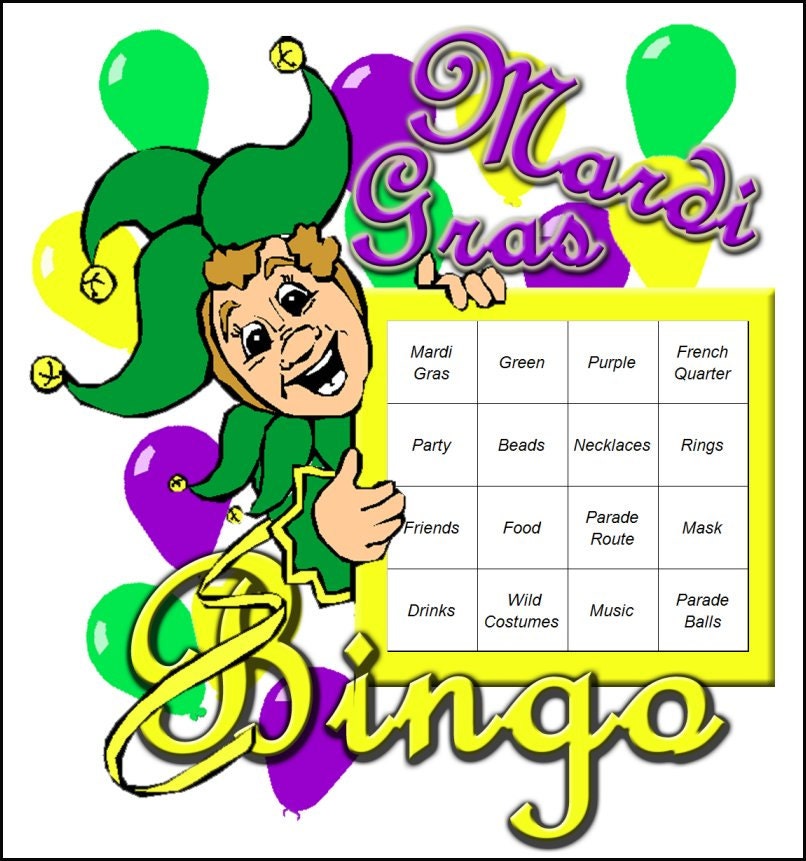 Mardi Gras Themed Bingo Set by QuestAdventures on Etsy