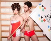 SALE -One Piece Strapless Swimsuit Olympic Red