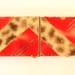 ANTIQUE Red Snakeskin Art Deco Enameled Cigarette holder mirror Compact Makeup Powder puff pancake dressing table