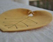 Yellow Leaf Coasters with beads - Handmade Beverage Coasters - Set of 2 Drink Coasters