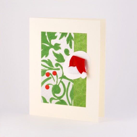 items similar to red santa hat christmas card lime green items similar to red santa hat christmas card lime green