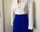 25% sale: Vintage Oscar de la Renta White Victorian Button Down Blouse with Lace Trim Sz 12