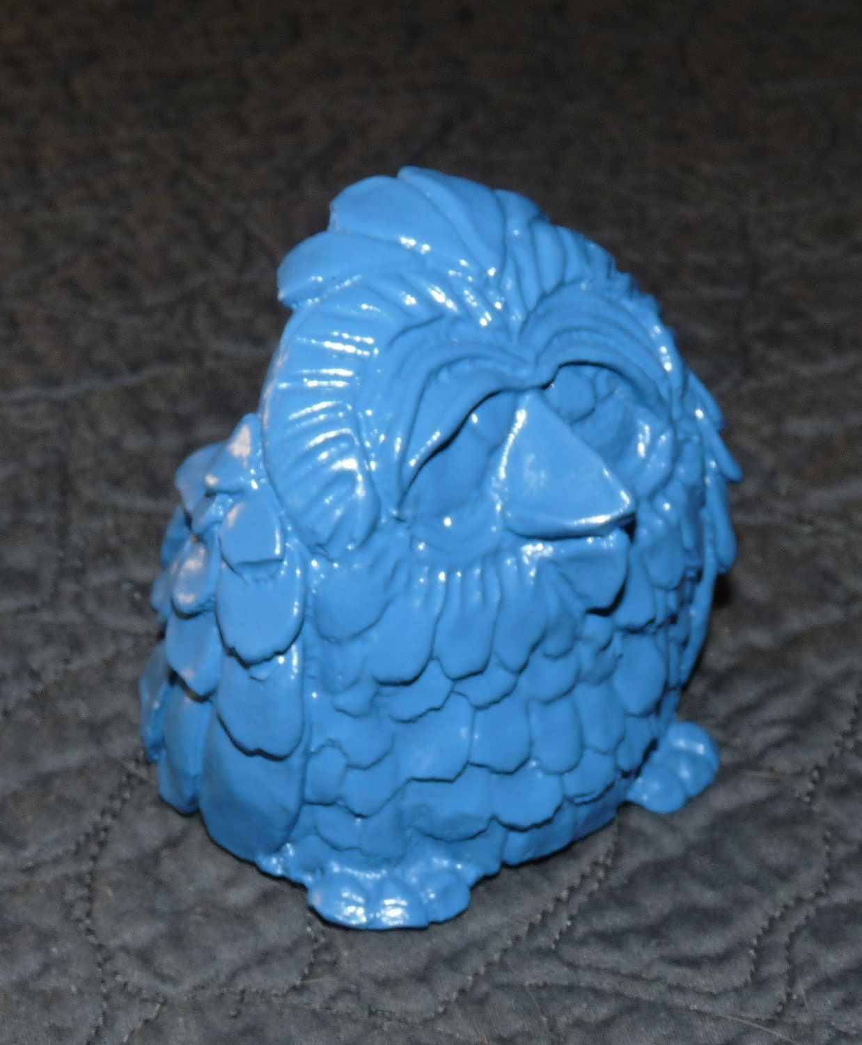 Blue Owl, Bird, vintage renewed, nature, bright home decor, upcycled figurine, miniature figurine, child room, girl room, boy room