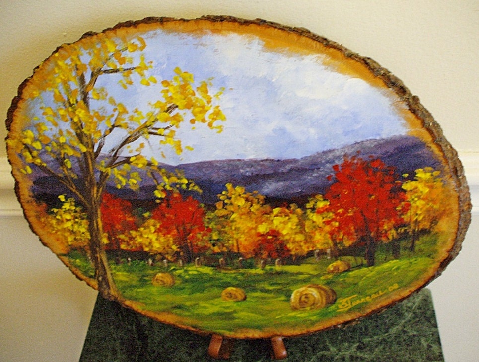hand painted wood plaques autumn landscape on by hand painted wood plaques autumn landscape on by