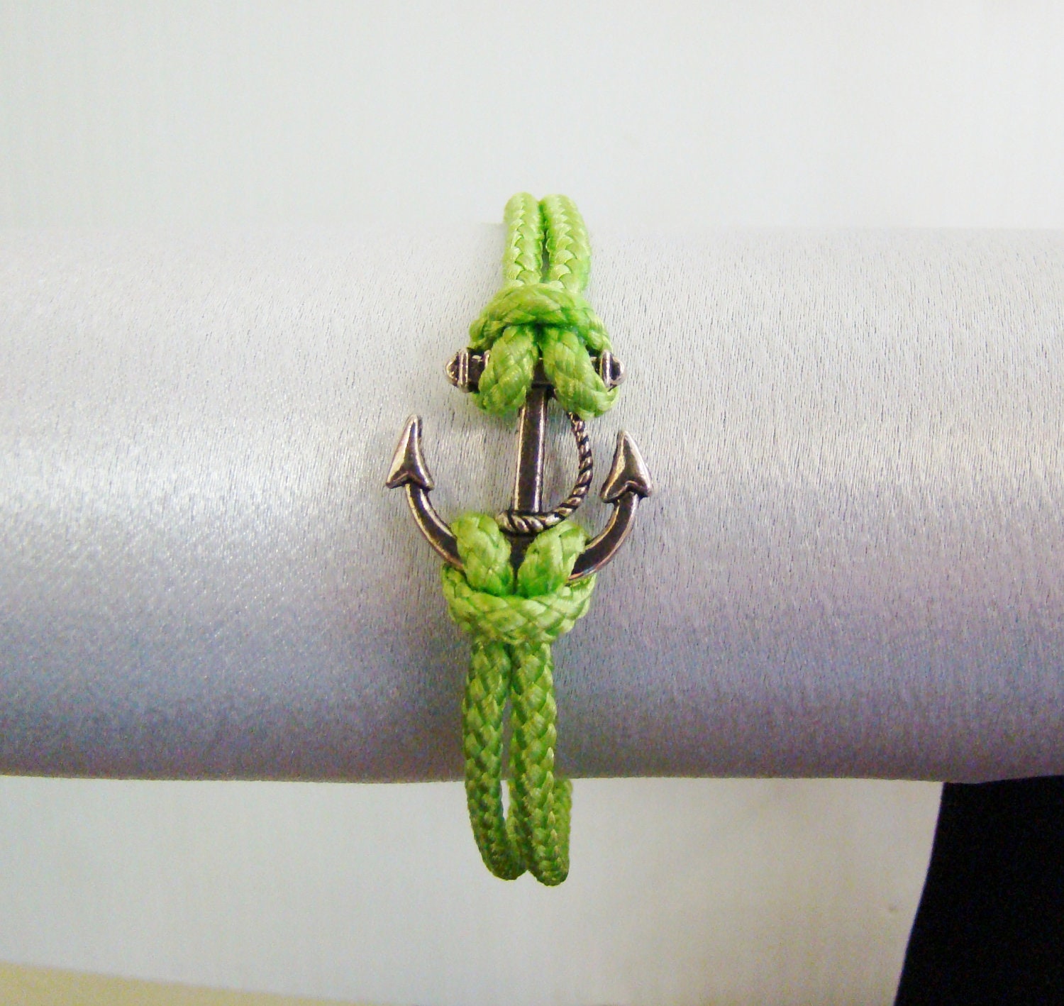Nautical  Anchor Bracelet,  Neon green rope