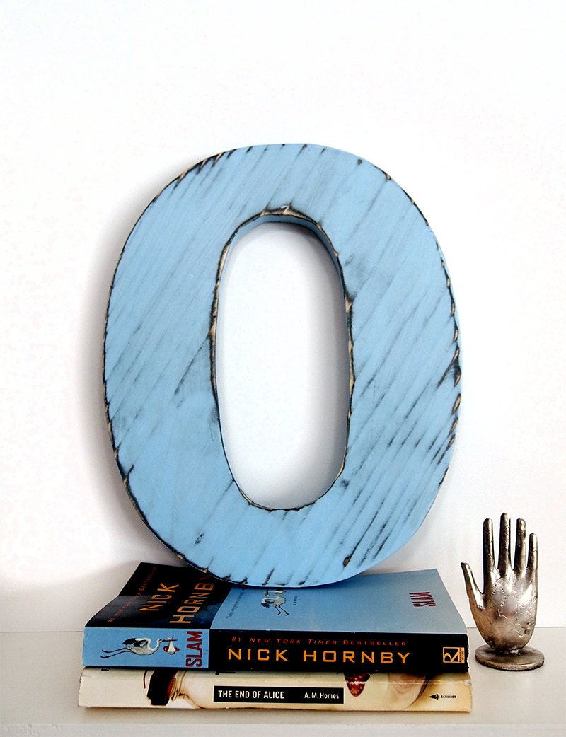 Wooden Number Zero in Soft Blue Pine Wood Sign Wall Decor Kids Birthday Party Decor Birthday Number Photo Prop