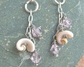 Pink Dangle Earrings Seashell Earrings
