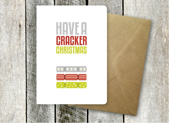 Recycled Christmas Card - Cracker Christmas - TheThinktree