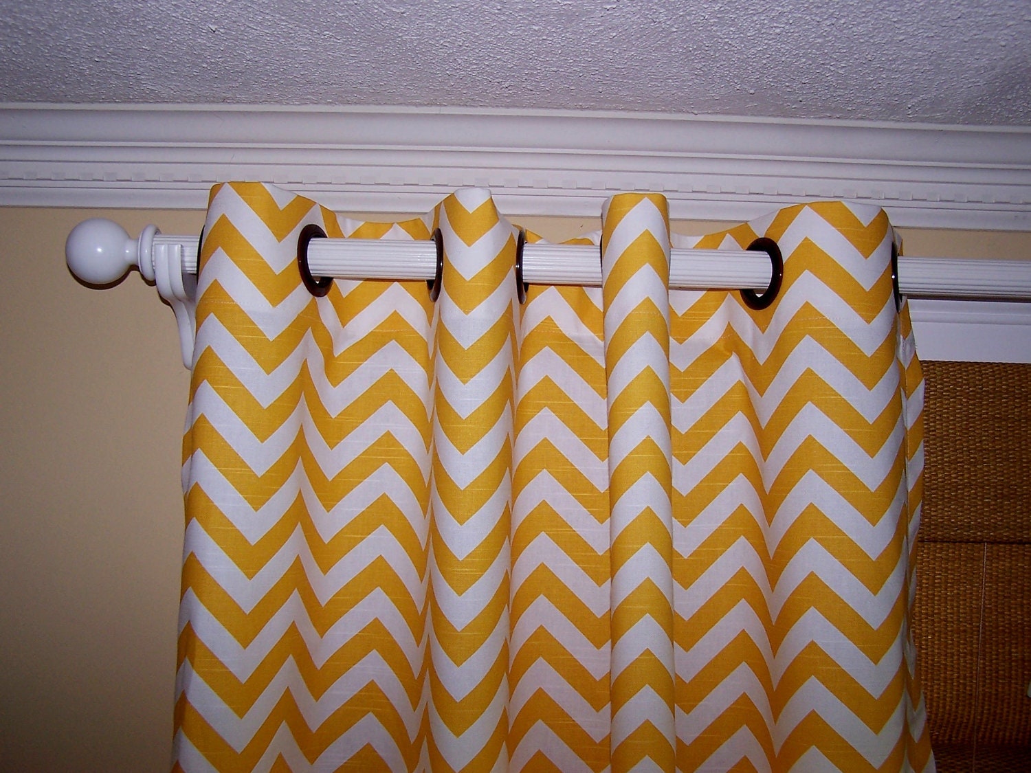 YELLOW CHEVRON CURTAINS Premier Fabric Collection Two Drapery Panels 50