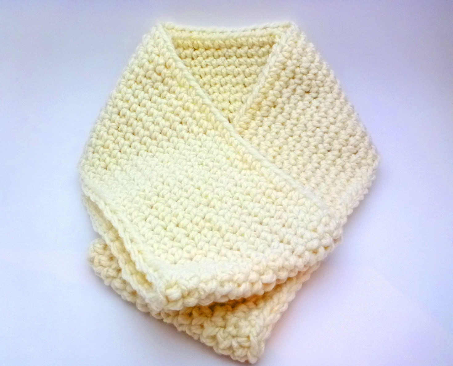 Handmade Crocheted Super Soft Acrylic Chunky Monkey Infinity Scarf - Vanilla Latte 1096