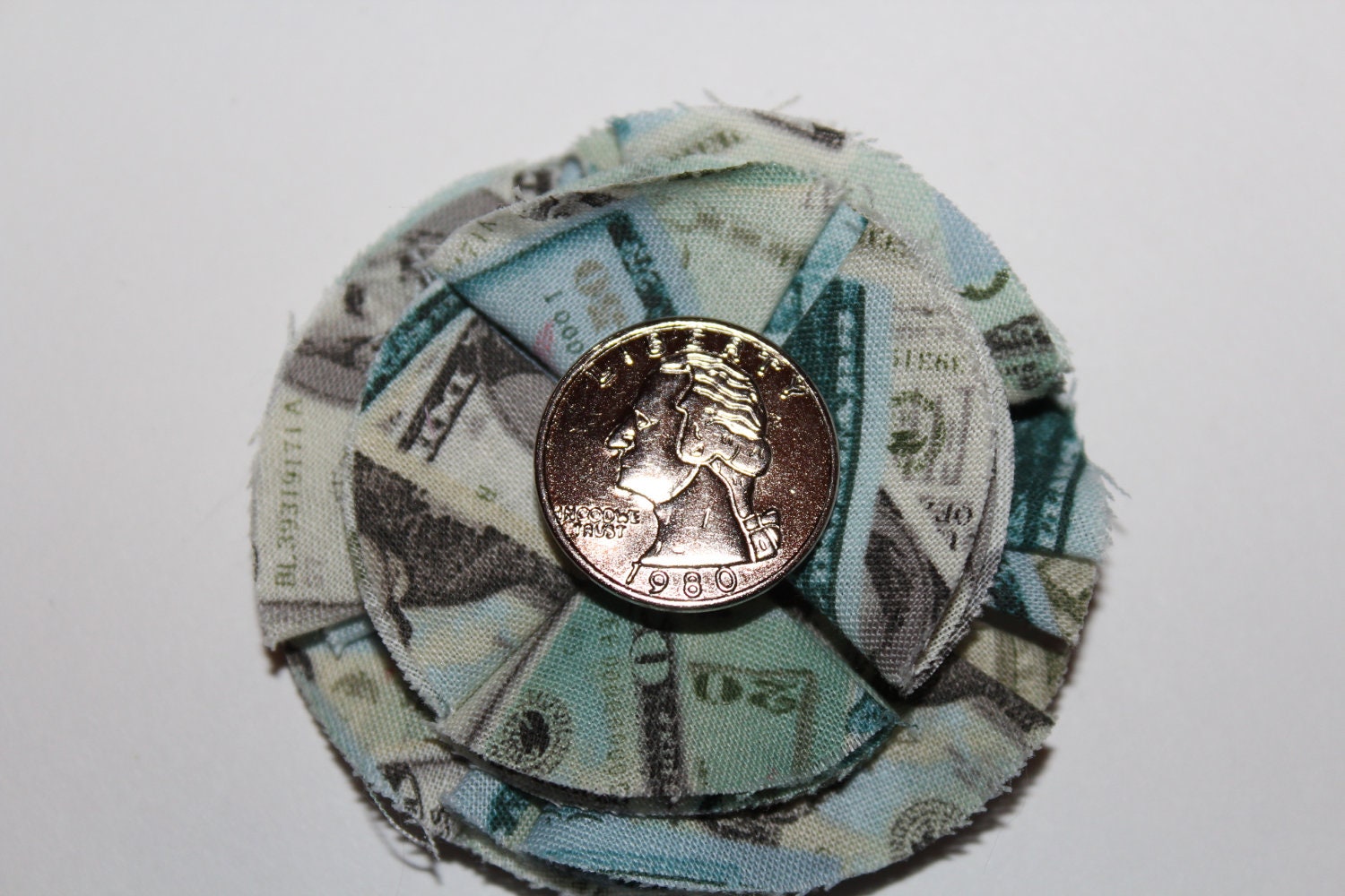 Show Me the Money Fabric Flower Hairclip (Medium) - GemsByJennie Show Me the Money Fabric Flower Hairclip (Medium) - GemsByJennie
