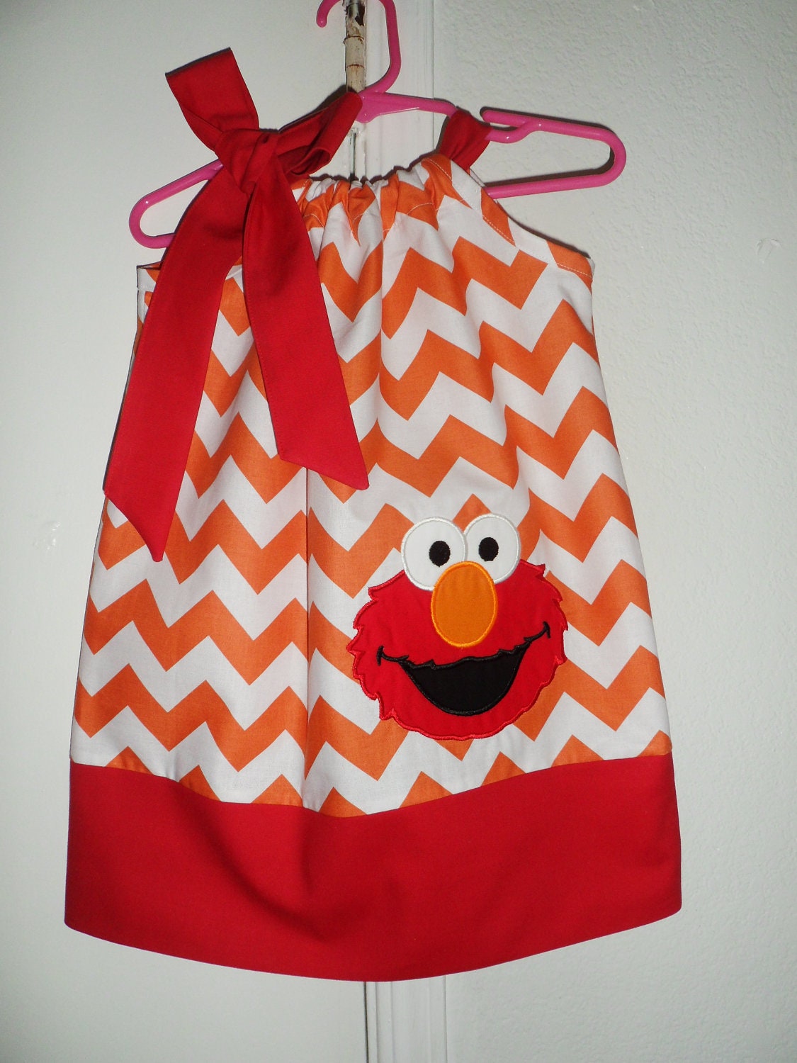 Beautiful Elmo Orange Chevron pillowcase dress