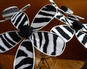 5 zebra print fabric flowers