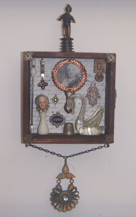 Assemblage Love  Art Recycle 3D Salvage Wall Sculpture 1011