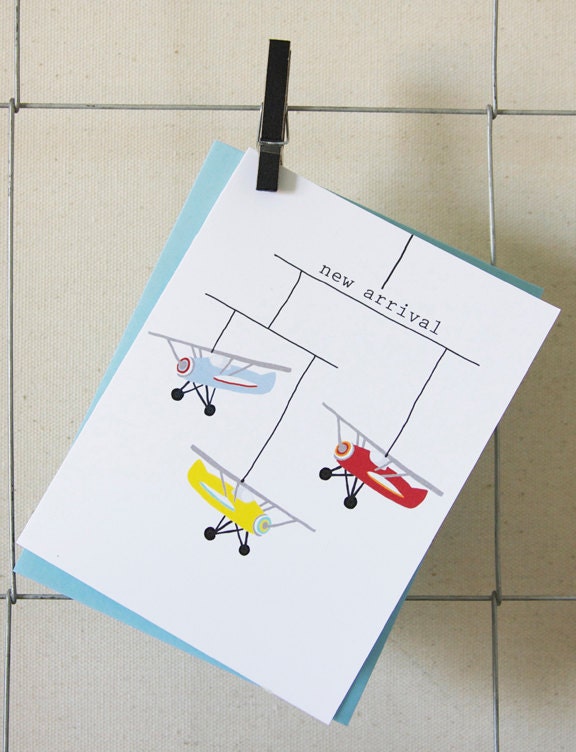 Hand illustrated new baby boy, greeting card, stationery