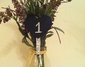 Decorative Clothespins with Heart Chalkboard Wedding Table Numbers - Set of 6