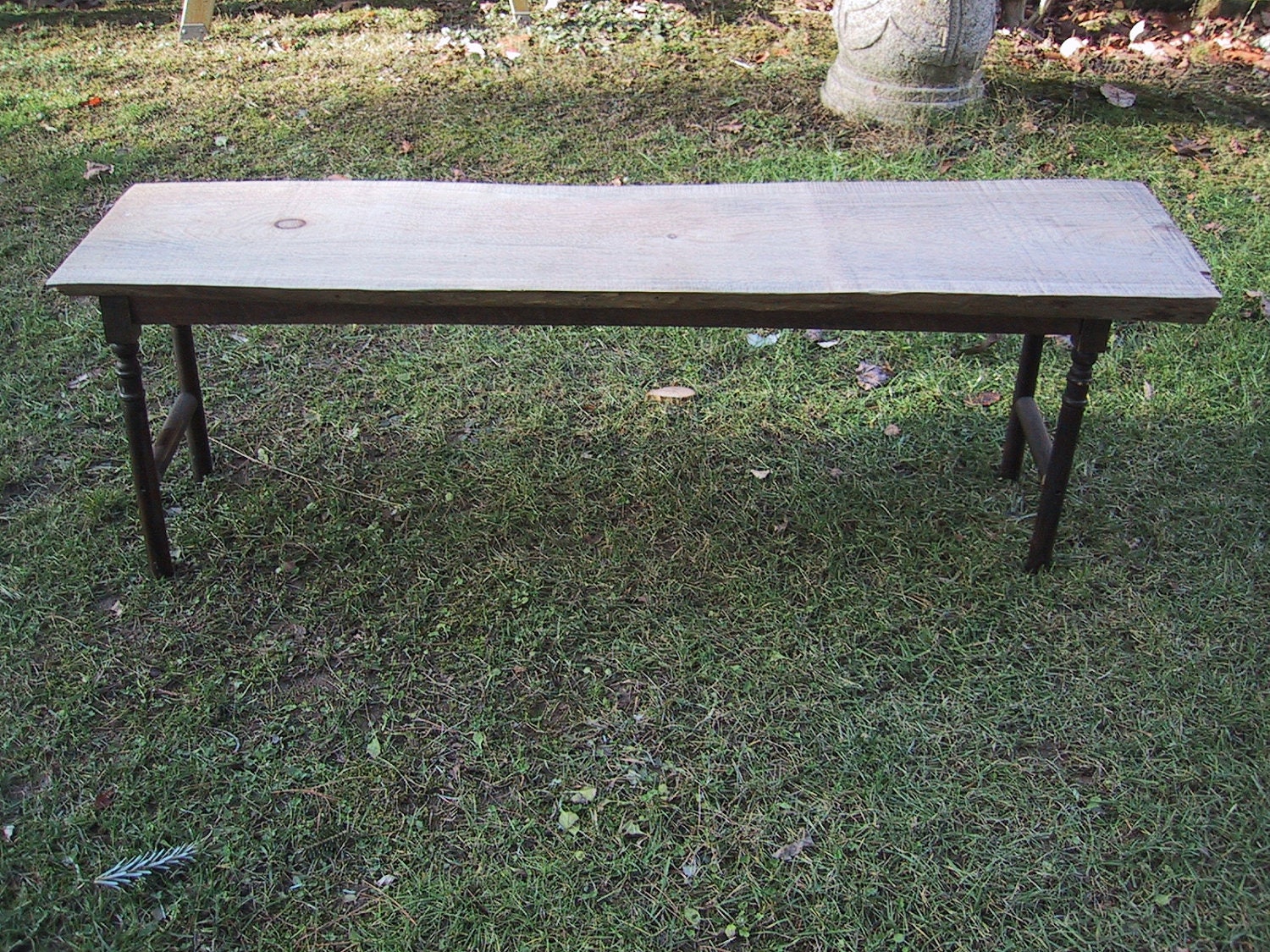 Rustic Live Edge Slab Salvaged Re-purposed Bench