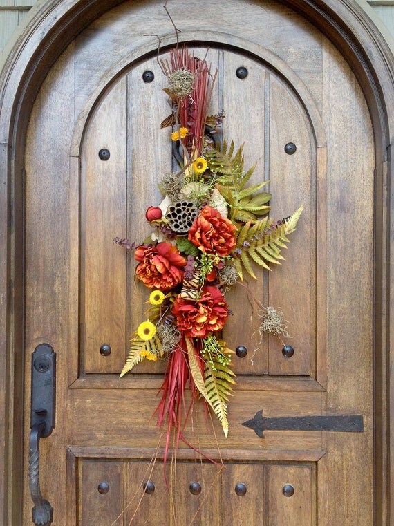 autumn door swag by jchflorals on etsy autumn door swag by jchflorals on etsy