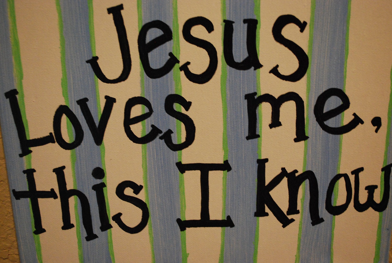 9x12 Hand Painted Christian Canvas Art - Jesus Loves me this I know