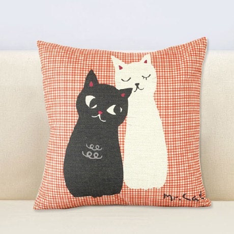 Lovely MR.CAT12  number cat watch cotton and linen pillow case--cushion cover --throw pillow cover18"
