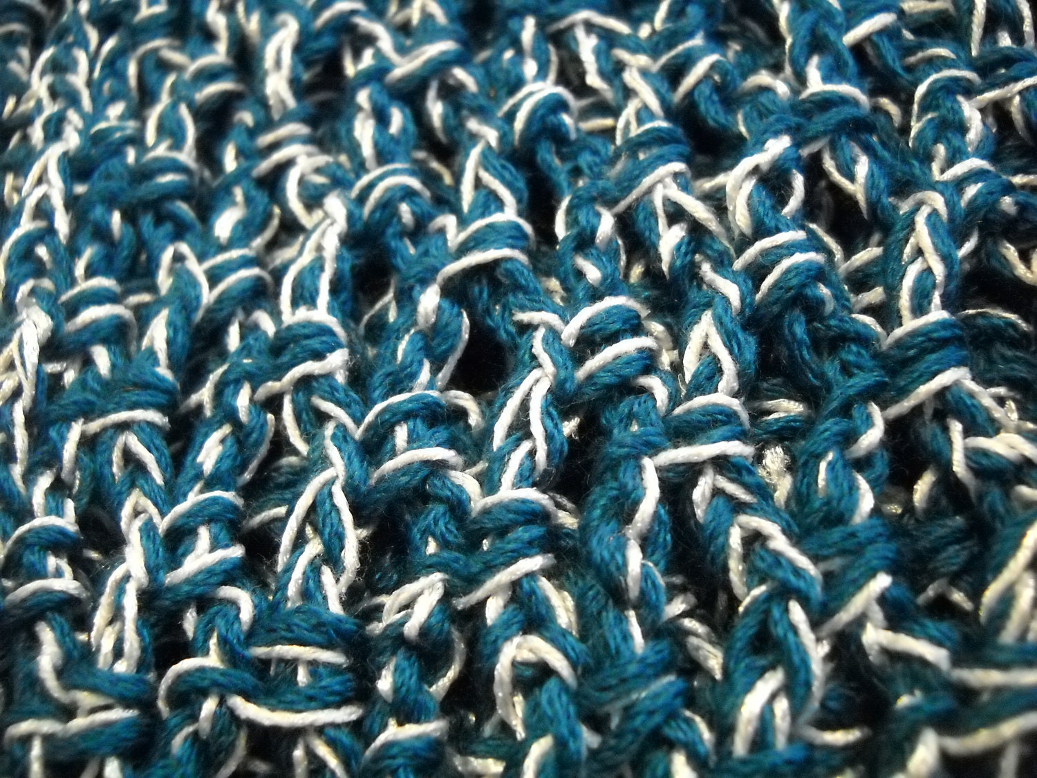Triangle Scarf / Wrap / Shawl - Deep Teal / White & Silver Sparkle