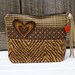 Animal Stripe Brown Bag Clutch Vintage Upholstery Keepsake Patchwork Recycled Heart Leather