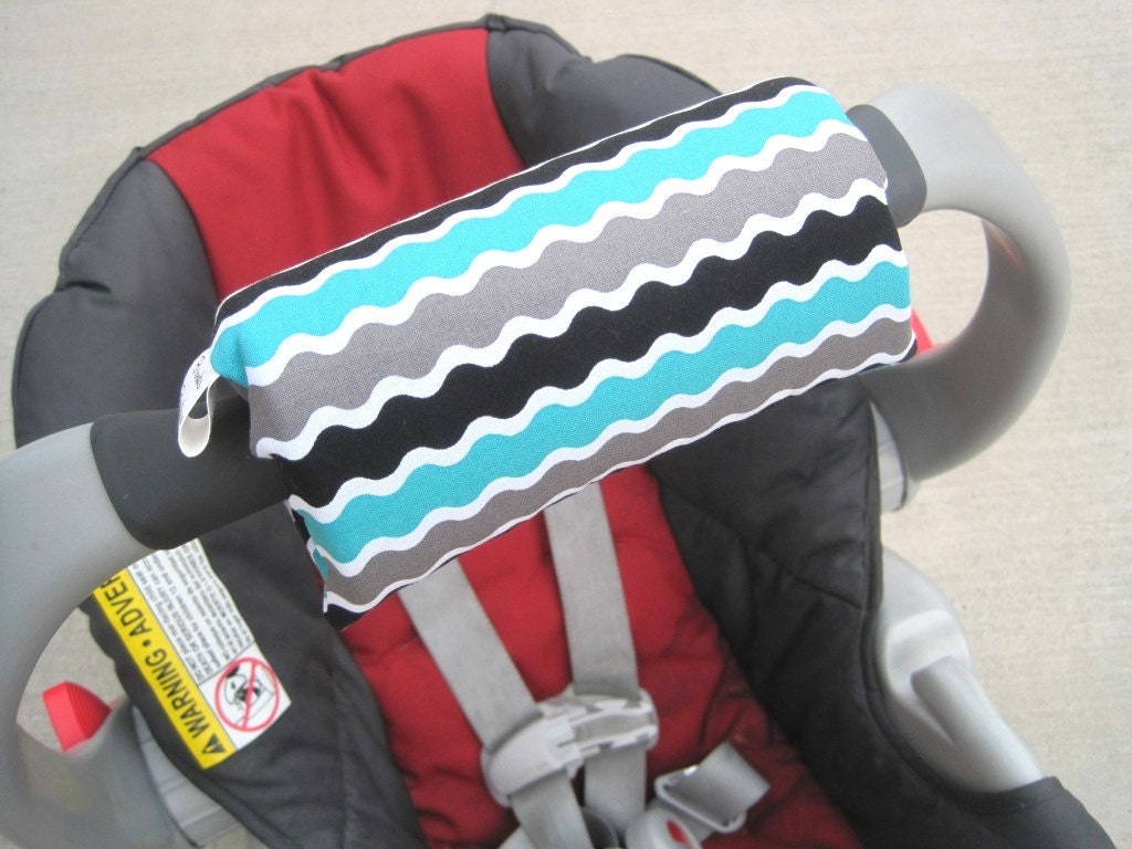 Car Seat ARM PAD Handle Cushion Cute Teal Grey Black by SewABC
