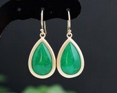 Everyday wear jewelry Wedding Jewelry Bridesmaid Jewelry Green Jade GOLD FILLED Earrings