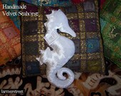 Handmade Velvet Seahorse in divine WHITE. Bed and lounge decoration. Safe for Babies & Children.