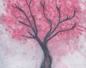Cherry Blossom Tree Art Print Watercolor - available in 2 sizes 4x6 and 5x7