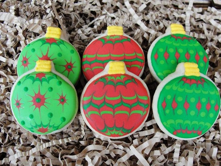 Christmas Tree Ornament Hand Decorated Sugar Cookies - 1 dozen