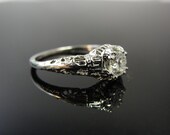Old European Cut Diamond in Art Deco Filigree Basket Engagement Ring RGDI503