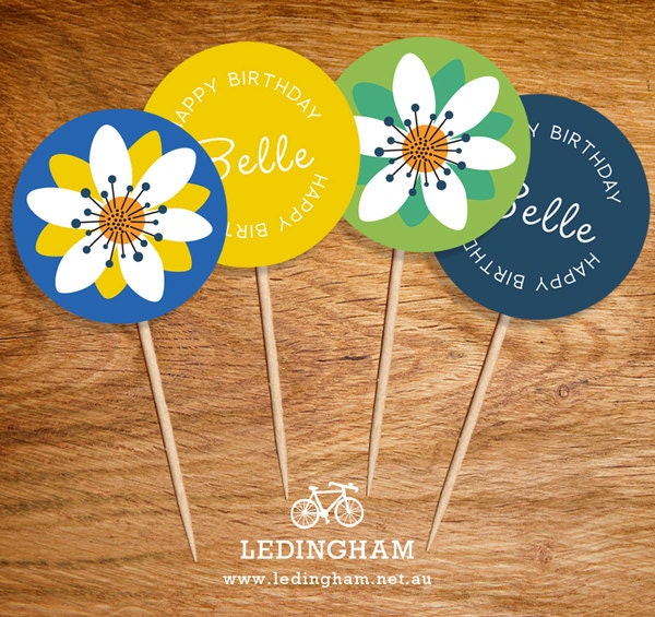 Floral Summer Party Cake/Cupcake Topper Decorations - Any occasion (Personalised DIY Printables)