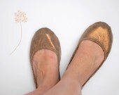Bronze burgundy custom leather ballerina flat shoes