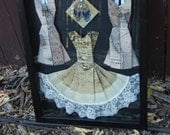 Paper Origami Dresses: Made From Map Printed Paper and Framed for Wall Art