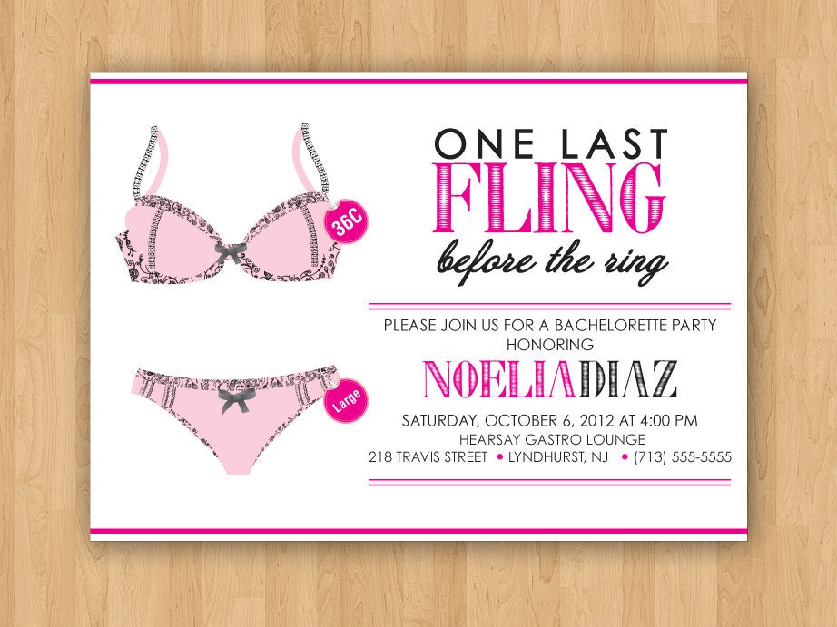 One Last Fling Before the Ring DIY Printable Bachelorette Party Invitation