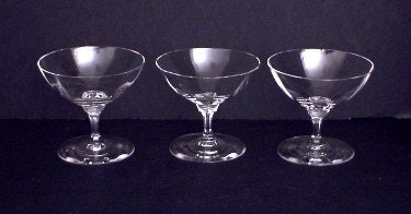 Heisey Sherbet Glasses Vintage Wabash Pattern Set of 3 Crystal Glass Marked H
