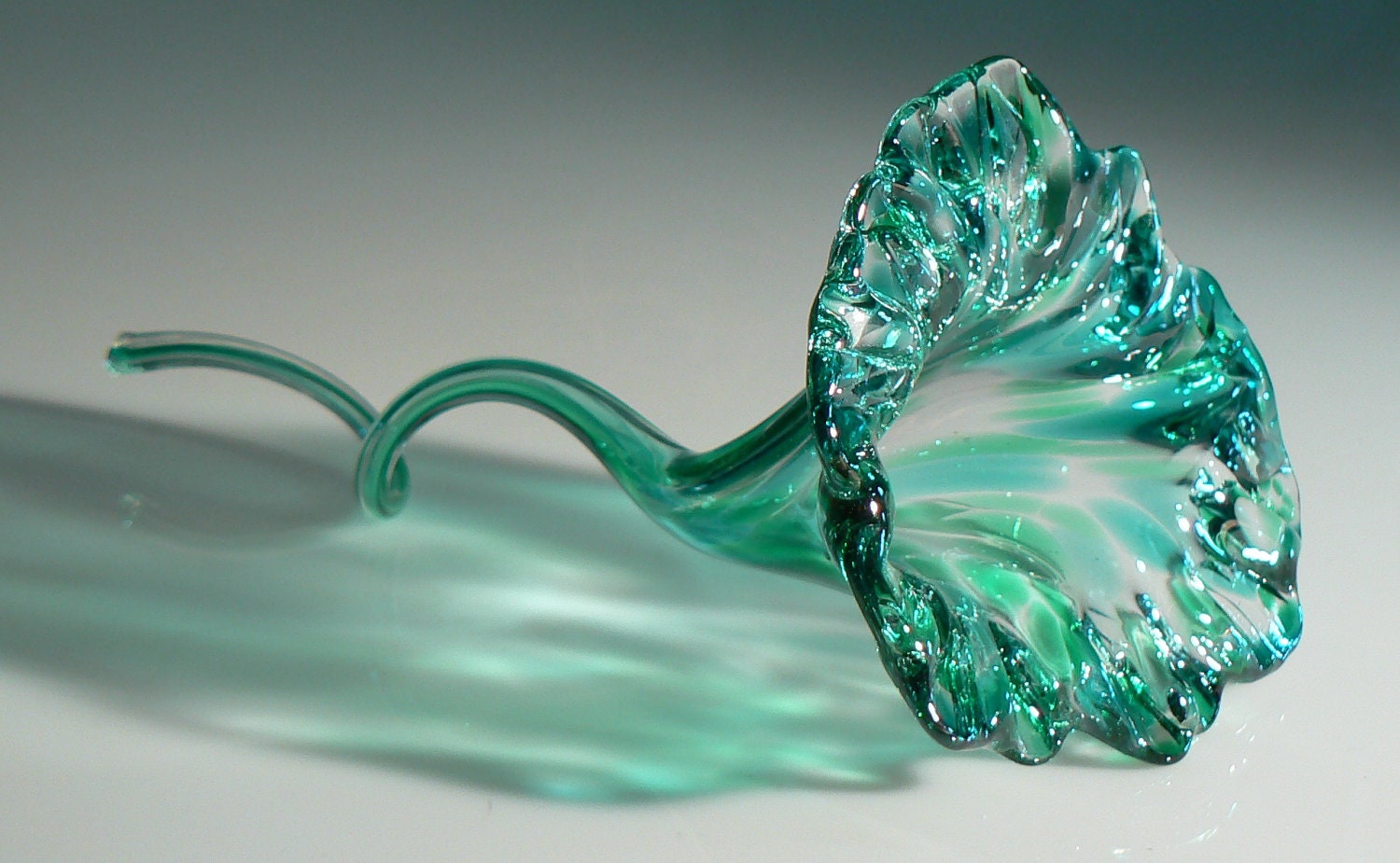 Blown Glass Flower Ornamental Decoration - Greens