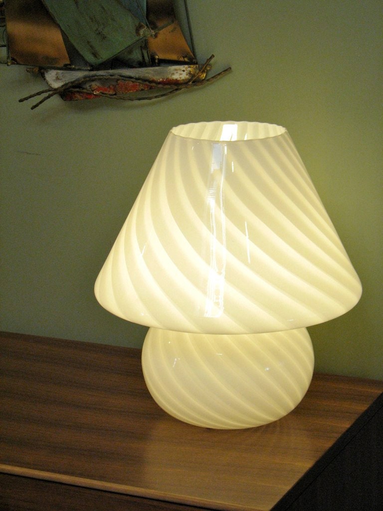 1950's Whimsical Mushroom Light // Vintage Glass Murano Lamp // Mid Century Modern Italian Table Lamp by Venini