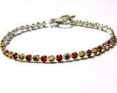 Ruby Red and Golden Yellow Swarovski Crystal Bracelet - Beaded - Handmade - Harry Potter - Gryffindor - Elegant - Gift Under 20, 25, 50