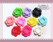 10pcs 20mm Mix Color Rose Flower Flatback DIY iphone Craft Art Cabochon Deco HDC5364A
