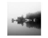 Black and White photography - Lake photography Landscape fog photography Lake decor  art photography  Home Decor grey decor 8'' x 8'' inch - gonulk