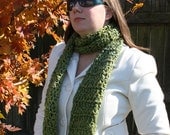 Green Super Soft Handmade Crochet Scarf Ready to Ship