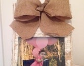 Handmade wooden 5x7 picture frame with burlap bow