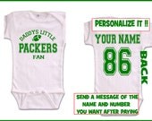 wht DADDYS mommys packers fan baby infant toddler onesie t-shirt  personalized green bay custom jersey kids clothes t shirt gear