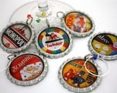 Vintage board game wine charms scrabble monopoly game party favor yahtzee clue drink tag.