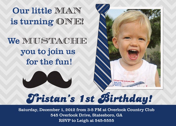 Mustache Little Man 1st Birthday Invitation - Printable Il_170x135