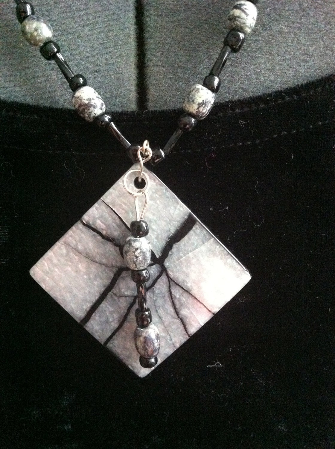Black and Gray Pendant Necklace